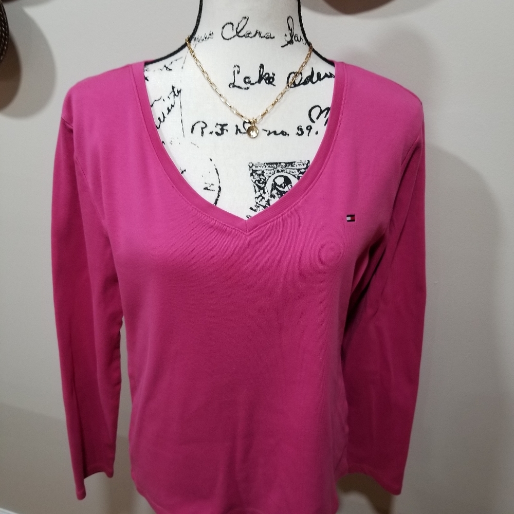 TOMMY HILFIGER V-Neck Sweater Color Pink, SIZE XL/TG. - Picture 2 of 14